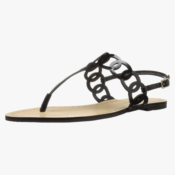 NIB! Black Thong Sandals Zendaya Mallory Flat Sandal in Black - Picture 1 of 11
